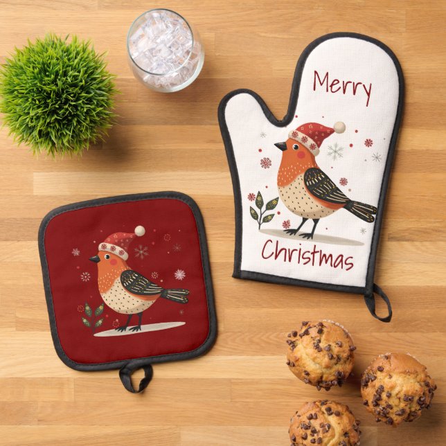 Set De Manoplas Scandinavian Folk Art style  (De arriba hacia abajo)