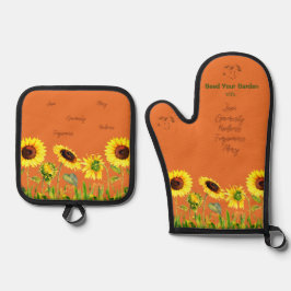 Set De Manoplas Sed Your Garden Sunflowers Script Words