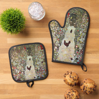 Set De Manoplas Sendero del jardín con gallinas, Gustav Klimt, Art