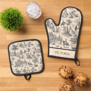 Set De Manoplas Shabby Chic con toile negro personalizado