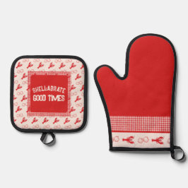 Set De Manoplas Shell-abrate Good Times Casual Seafood Gingham