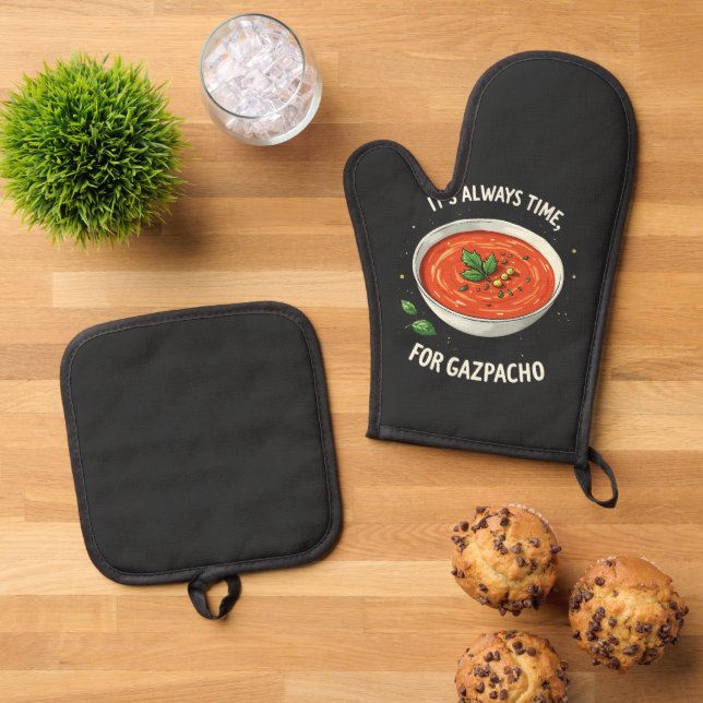 Set De Manoplas Siempre es hora de la sopa de tomate Gazpacho (De arriba hacia abajo)