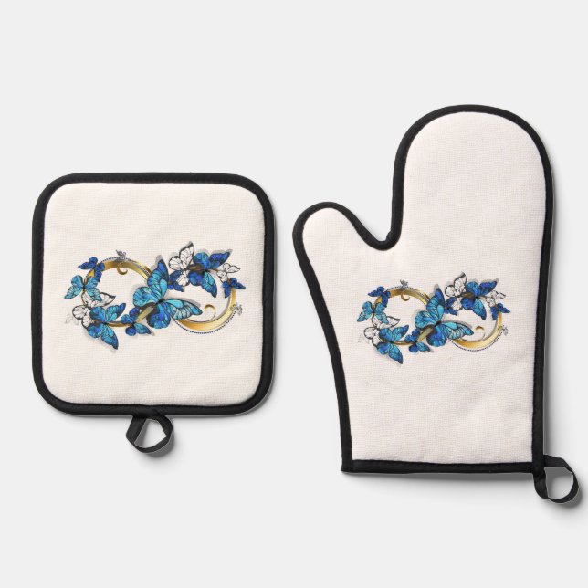Set De Manoplas Símbolo infinito de mariposas Morpho azules (Anverso)