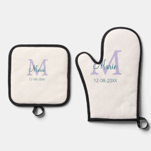 Set De Manoplas simple mínimo añadir nombre monograma púrpura fech