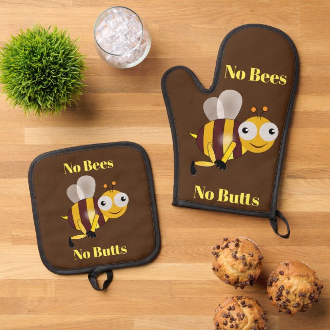 Set De Manoplas Sin abejas sin butts Oven Mitt y Pot Holder (De arriba hacia abajo)