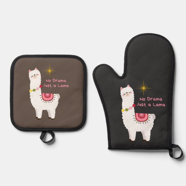 Set De Manoplas sin drama, solo un lama (Anverso)