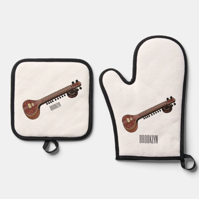 Set De Manoplas Sitar personalizado ilustracion (Anverso)