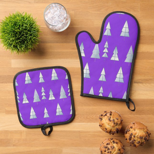 Set De Manoplas Snow Trees Elegant Winter (De arriba hacia abajo)