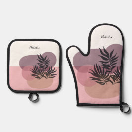 Set De Manoplas Soft Pink Pastel Abstract Tropical