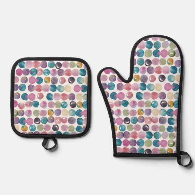 Set De Manoplas Soft Watercolor Oven Mitt – Modern Artistic  (Anverso)