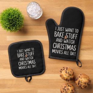 Set De Manoplas Sólo Quiero Hornear Cosas Ver Películas De Navidad