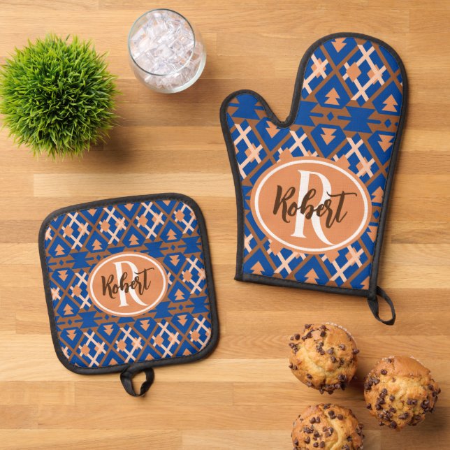 Set De Manoplas Southwestern Oasis Aztec Geometric (De arriba hacia abajo)