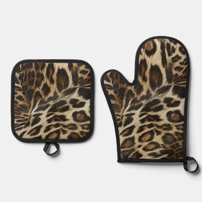 Set De Manoplas Spiffy Leopard Spots Leather Grain Look (Anverso)