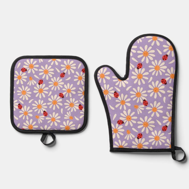 Set De Manoplas Spring Ladybugs and Daisies (Anverso)