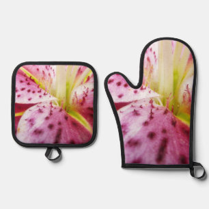 Set De Manoplas Stargazer Lily Bright Magenta Floral
