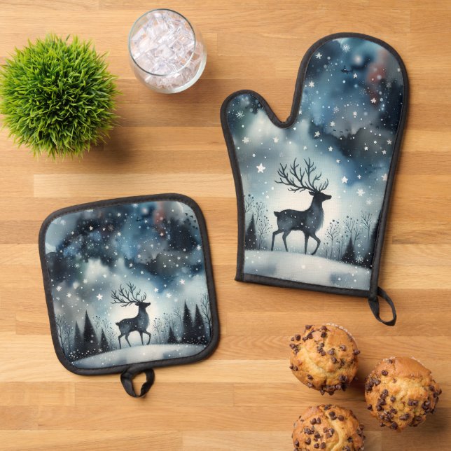 Set De Manoplas Starry Winter Night Deer  (De arriba hacia abajo)