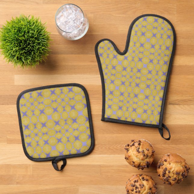 Set De Manoplas Stylish Yellow Geometric Design  (De arriba hacia abajo)