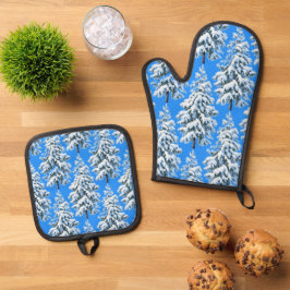 Set De Manoplas Sueños de árbol helado Bosque nevado