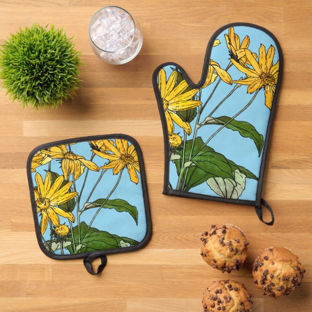 Set De Manoplas Sunflower Art Nouveau (De arriba hacia abajo)