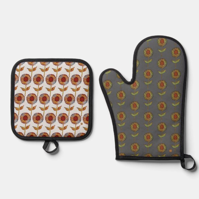 Set De Manoplas  Sunflower Oven Mitt and Pot Holders (Anverso)