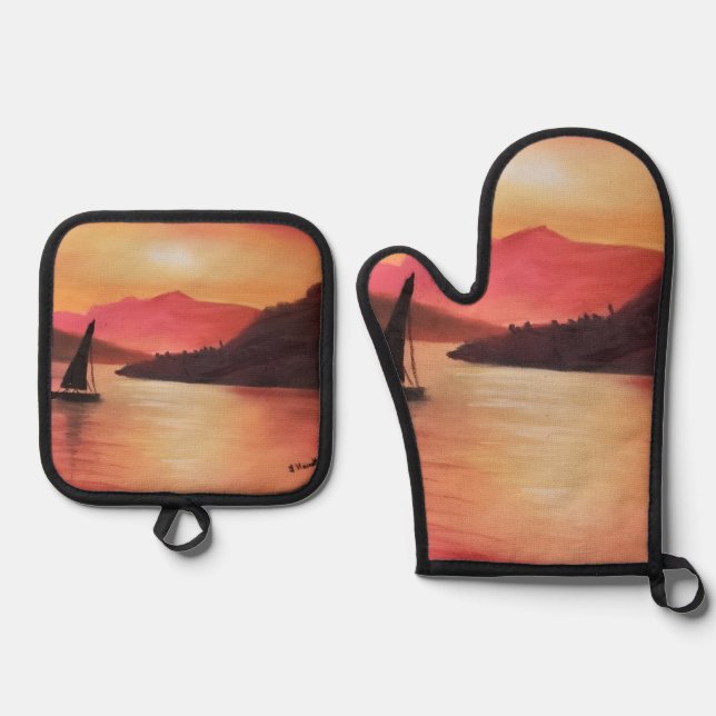 Set De Manoplas Sunset Oven Mitten y Pot Stand (Anverso)