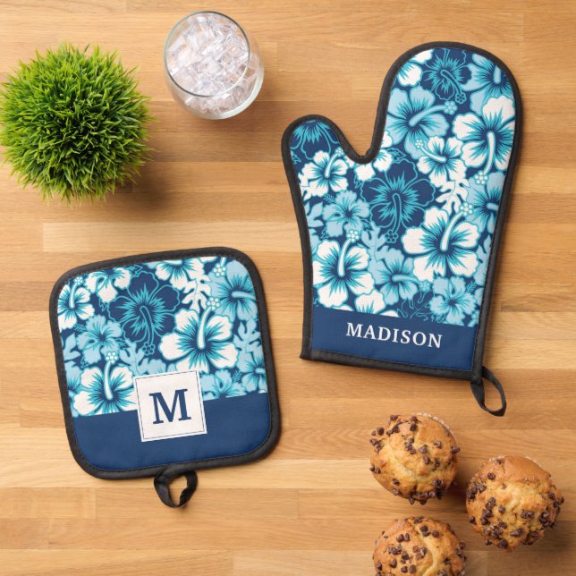 Set De Manoplas Surf Floral Hibiscus Pattern (De arriba hacia abajo)