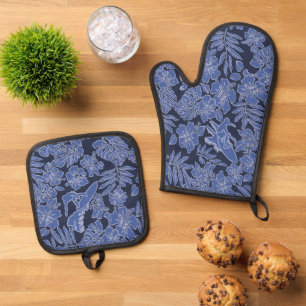 Set De Manoplas Surf Pareau Hibisco Hawaiano Surf Navy
