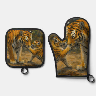 Set De Manoplas Susurros en lo salvaje - Tigre y cachorro en bosqu
