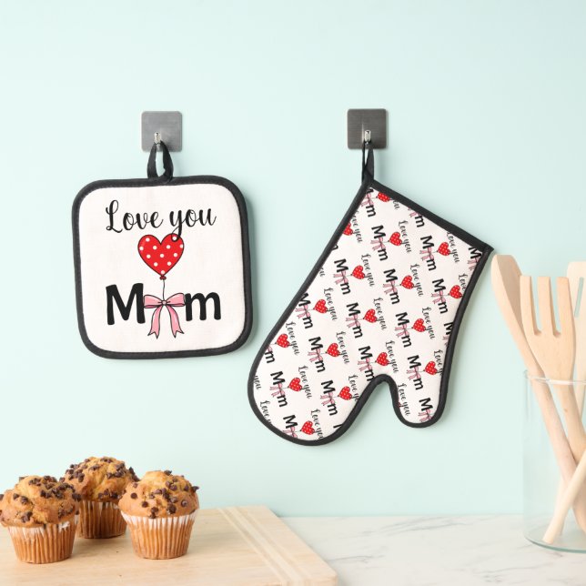 Set De Manoplas Sweet and stylish “Love You Mom” (Insitu (colgante))