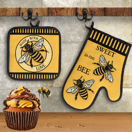 Set De Manoplas Sweet Honey Bee Ocher Black