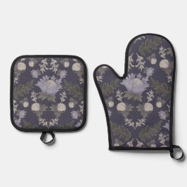Set De Manoplas Symmetrical dark purple floral pattern