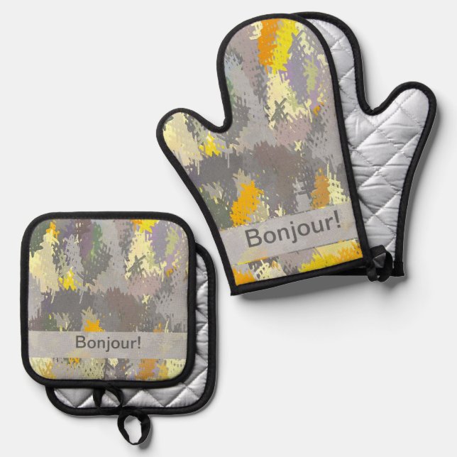 Set De Manoplas Tapiz amarillo y gris (Anverso/Reverso)
