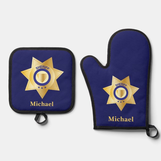 Set De Manoplas Tarjeta Sheriff Gold Star personalizada (Anverso)