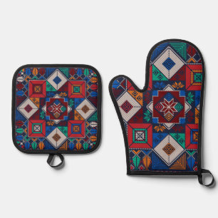 Set De Manoplas Tatuaje de bordado tradicional palestino colorido