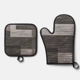 Set De Manoplas Taupe Jean parche Work Faux Burlap