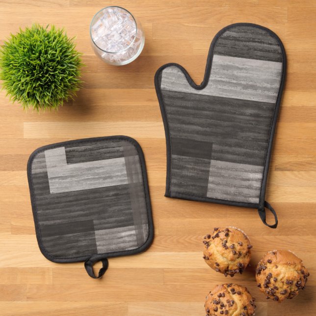 Set De Manoplas Taupe Jean parche Work Faux Burlap (De arriba hacia abajo)