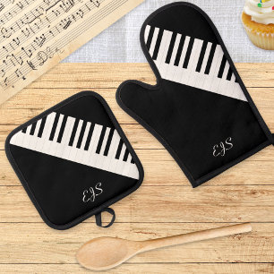 Set De Manoplas Teclas de Piano Negras Blancas Teclado de Música M