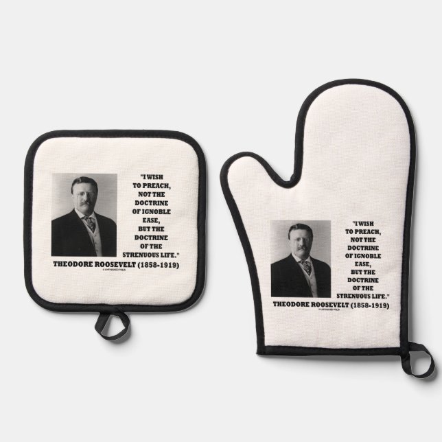 Set De Manoplas Teodore Roosevelt Doctrine Strenuous Life Quote (Anverso)