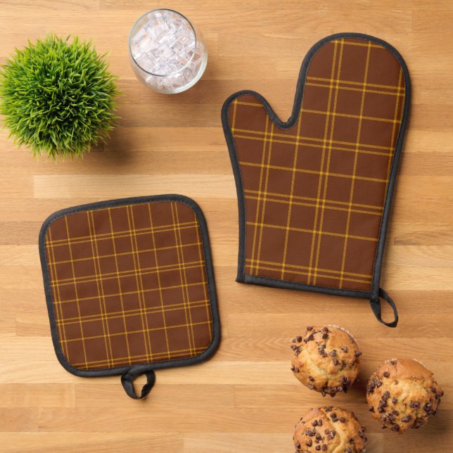 Set De Manoplas Terracotta Buffalo Plaid Farmhouse Kitchen (De arriba hacia abajo)