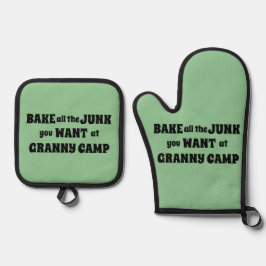 Set De Manoplas Texto del campamento de abuelitas retro