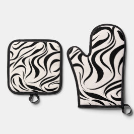 Set De Manoplas textura abstracta con líneas onduladas