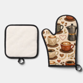Set De Manoplas Tiempo de Café Acogedor - Patrón Continuo Estético