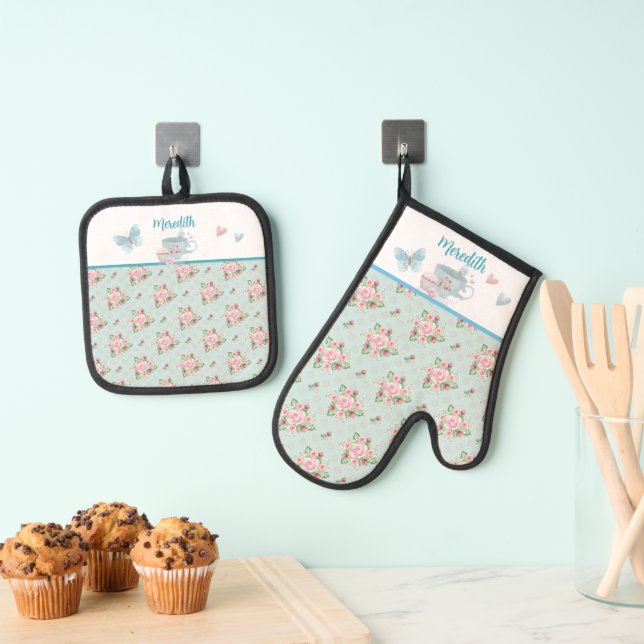 Set De Manoplas Tiempo de té y pasteles personalizado Oven Mitt &  (Insitu (colgante))