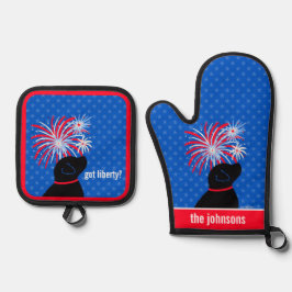 Set De Manoplas ¿Tienes libertad? Juego Black Dog Oven Mitt
