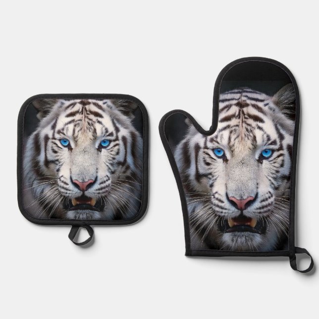 Set De Manoplas Tigre blanco con ojos azules (Anverso)