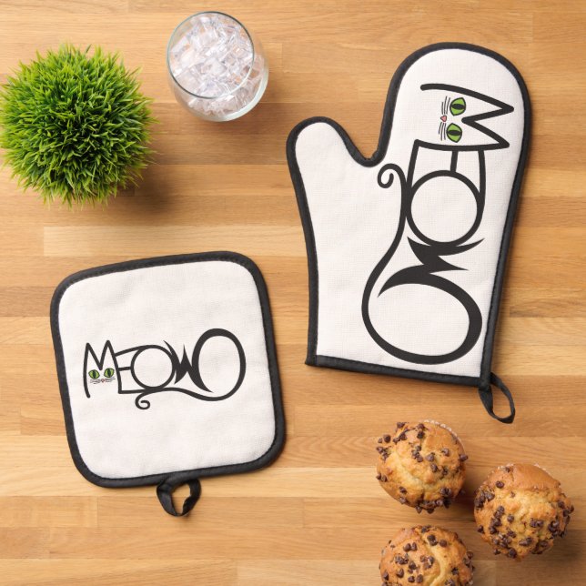 Set De Manoplas Tipografía Gato Maúlla (De arriba hacia abajo)