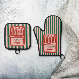 Set De Manoplas Tiras de tinte de sardina retro de familia persona