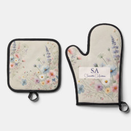 Set De Manoplas Titulares de Oven Mitt & Pot de Flor Silvestre Per