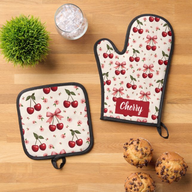 Set De Manoplas Todas las cerezas de impresión y arcos (De arriba hacia abajo)