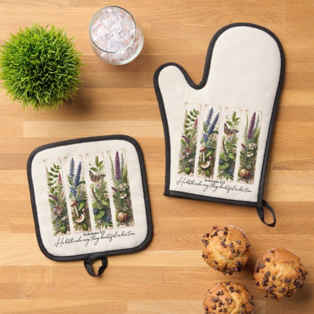 Set De Manoplas Todo hermoso en su tiempo botánico (De arriba hacia abajo)